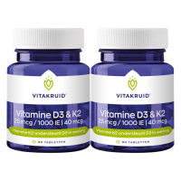 2X Vitakruid Vitamine D3 K2 90 tabletten