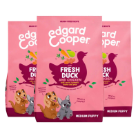 3X Edgard & Cooper Hondenvoer Droog Puppy Eend & Kip Medium 1 kg