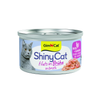GimCat Kattenvoer Nat ShinyCat Filets in Bouillon Kip & Garnalen 70 gr