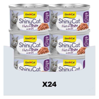 24X GimCat Kattenvoer Nat ShinyCat Filets in Bouillon Tonijn & Zalm 70 gr