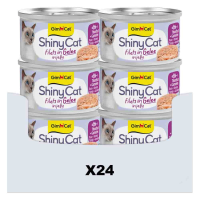 24X GimCat Kattenvoer Nat ShinyCat Filets in Jelly Tonijn & Garnalen 70 gr