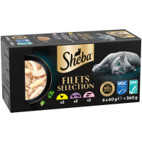 Sheba Kattenvoer Nat Filets Kip & Zalm in Saus Multipack 6x60 gr