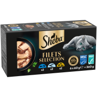 Sheba Kattenvoer Nat Filets Witte Vis in Saus Multipack 6x60 gr