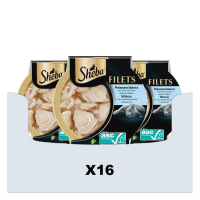 16X Sheba Kattenvoer Nat Filets in Saus Witvis 60gr