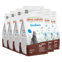 6X Almo Nature Kattenvoer Droog Sterilised Rund 400 gr