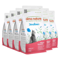 6X Almo Nature Kattenvoer Droog Sterilised Zalm 400 gr