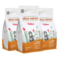 3X Almo Nature Kattenvoer Droog Life Maintenance Kitten Kip & Rijst 400 gr
