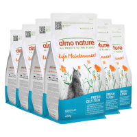 6X Almo Nature Kattenvoer Droog Life Maintenance Vette Vis 400 gr
