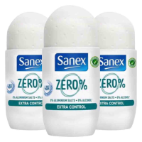 3X Sanex Deodorant Roller Zero% Extra Control 50 ml