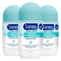 3X Sanex Deodorant Roller Dermo Active Freshness 72H 53 ml