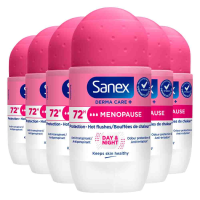 6X Sanex Deodorant Roller Dermo Menopause 53 ml
