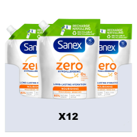 12X Sanex Douchegel Navulzak Zero% Nourishing 500 ml