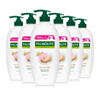 6X Palmolive Douchecrème Naturals Amandel Melk 750 ml