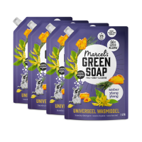 4X Marcel's Green Soap Wasmiddel Amber & Ylang Ylang Navulling 1000 ml