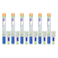 6X Vitis Tandenborstel + Mini Tandpasta Orthodontic