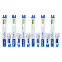6X Vitis Tandenborstel + Mini Tandpasta Sensitive
