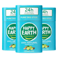 3X Happy Earth 100% Natuurlijke Deodorant Stick Cedar Lime 40 gr