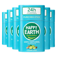 6X Happy Earth 100% Natuurlijke Deodorant Stick Cedar Lime 40 gr