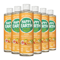 6X Happy Earth 100% Natuurlijke Douchegel Rose Petitgrain 300 ml