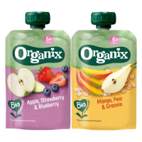 Organix Knijpfruit Duo Pack 6+m Appel, Aardbei & Blauwe Bessen + Mango, Peer & Granola Pakket