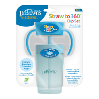 Dr. Browns Straw to 360° Cup Blauw 300 ml