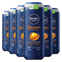 6X NIVEA Men Shampoo & Shower gel 3in1 For Men Sport 500 ml