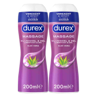 2X Durex 2 In 1 Massageolie en Glijmiddel Aloë Vera 200 ml