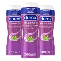 3X Durex 2 In 1 Massageolie en Glijmiddel Aloë Vera 200 ml