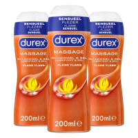 3X Durex 2 In 1 Massageolie en Glijmiddel Ylang Ylang 200 ml