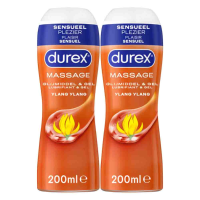 2X Durex 2 In 1 Massageolie en Glijmiddel Ylang Ylang 200 ml