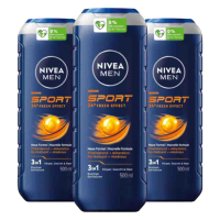 3X NIVEA Men Shampoo & Shower gel 3in1 For Men Sport 500 ml