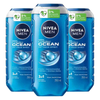 3X NIVEA Men Shampoo & Douchegel 3in1 Fresh Ocean 250 ml