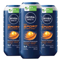 3X NIVEA Men Shampoo & Douchegel 3in1 Sport 250 ml