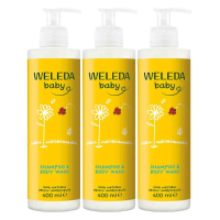 3X WELEDA Baby Calendula Shampoo & Douchecrème 400 ml