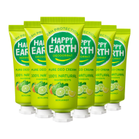 6X Happy Earth 100% Natuurlijke Deodorant Crème Bergamot 40 ml