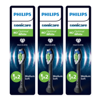 3X Philips Sonicare Opzetborstels W2 Optimal White Zwart HX6062/88 2 stuks