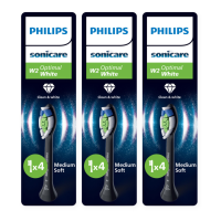 3X Philips Sonicare Opzetborstels W2 Optimal White Zwart HX6064/88 4 stuks