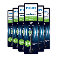 6X Philips Sonicare Opzetborstels W2 Optimal White Zwart HX6064/88 4 stuks