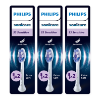 3X Philips Sonicare Opzetborstels S2 Sensitive Wit HX6052/87 2 stuks