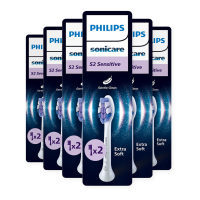 6X Philips Sonicare Opzetborstels S2 Sensitive Wit HX6052/87 2 stuks