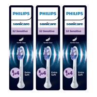 3X Philips Sonicare Opzetborstels S2 Sensitive Wit HX6054/87 4 stuks