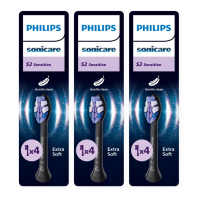 3X Philips Sonicare Opzetborstels S2 Sensitive Zwart HX6054/88 4 stuks