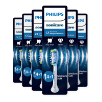 6X Philips Sonicare Opzetborstels C3 Premium Plaque Defence Wit HX9045/87 5 stuks