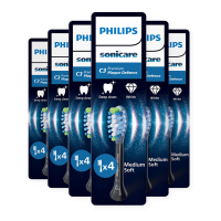 6X Philips Sonicare Opzetborstels C3 Premium Plaque Defence Zwart HX9044/88 4 stuks