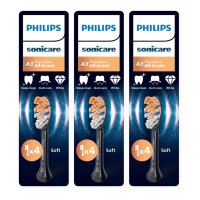 3X Philips Sonicare Opzetborstels A3 Premium All in One Zwart HX9094/88 4 stuks