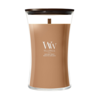 2E halve prijs: WoodWick Hazelnut Roast Large Candle Bruin