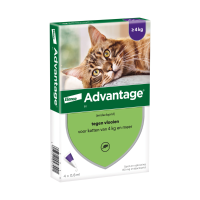 2X Advantage Anti Vlooiendruppels 80 Kat vanaf 4 kg 4 pipetten