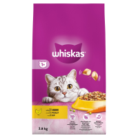 3X Whiskas 1+ Adult Katten Droogvoer Kip 3,8 kg