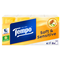 3+2 Gratis: Tempo Soft & Sensitive 4 laags Zakdoekjes 8 stuks
