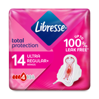 16X Libresse Ultra+ Regular Maandverband met Vleugels 14 stuks